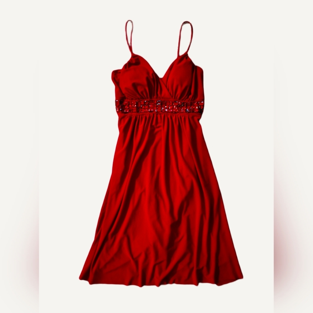 Taboo red women's dress jeweled beaded small